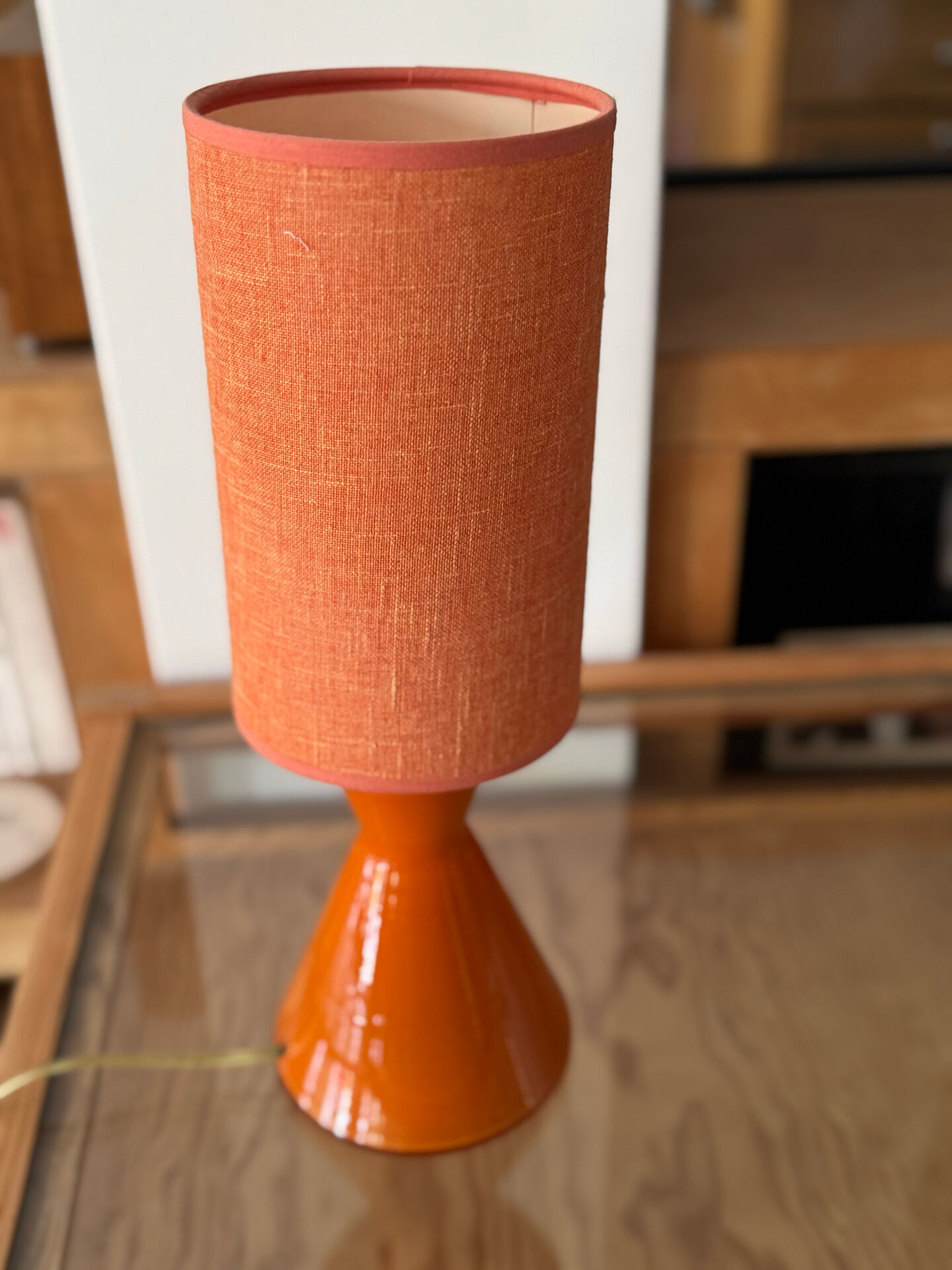 Lampe opaline diabolo orange