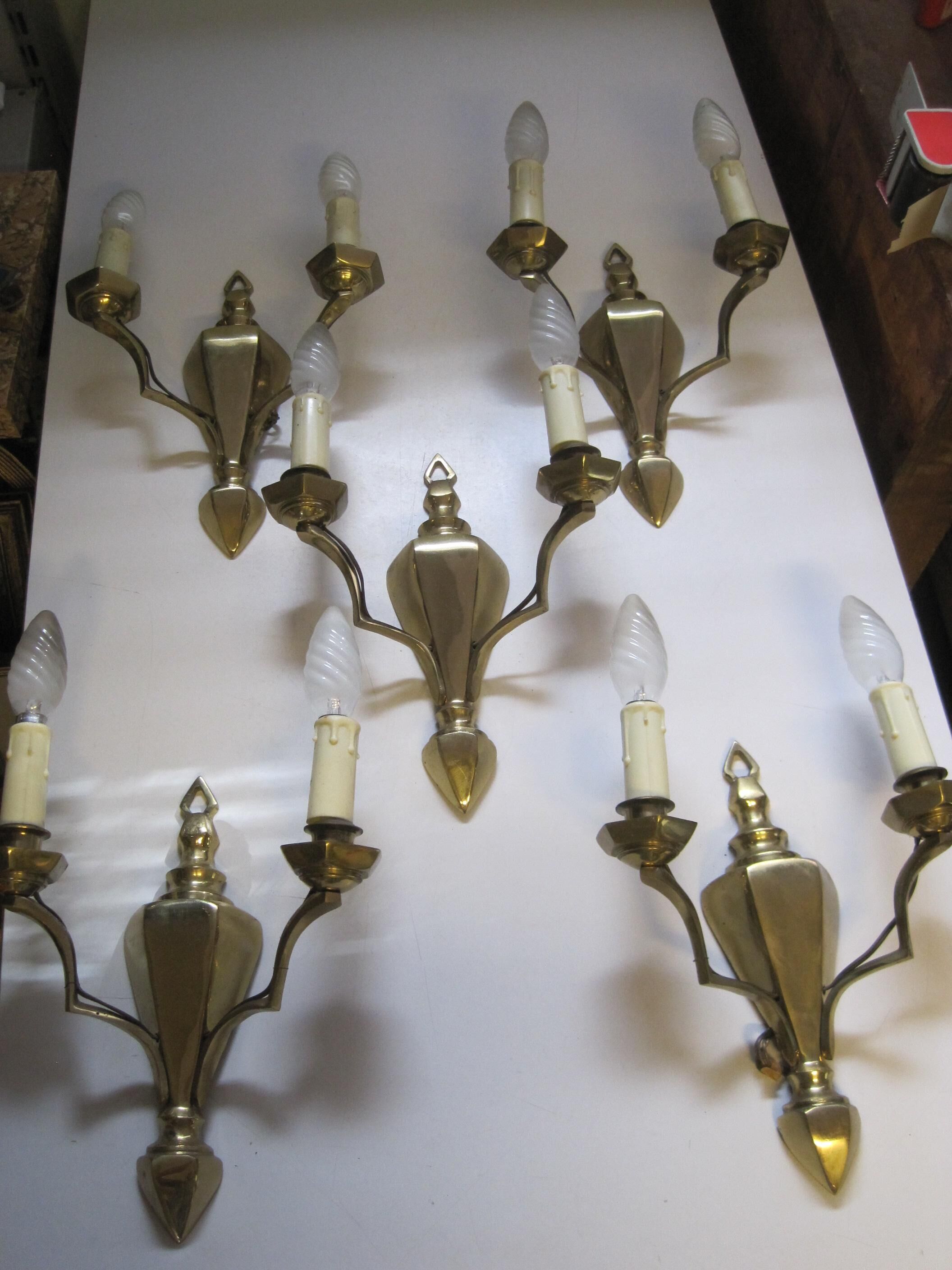 lot of 5 wall sconces bronze