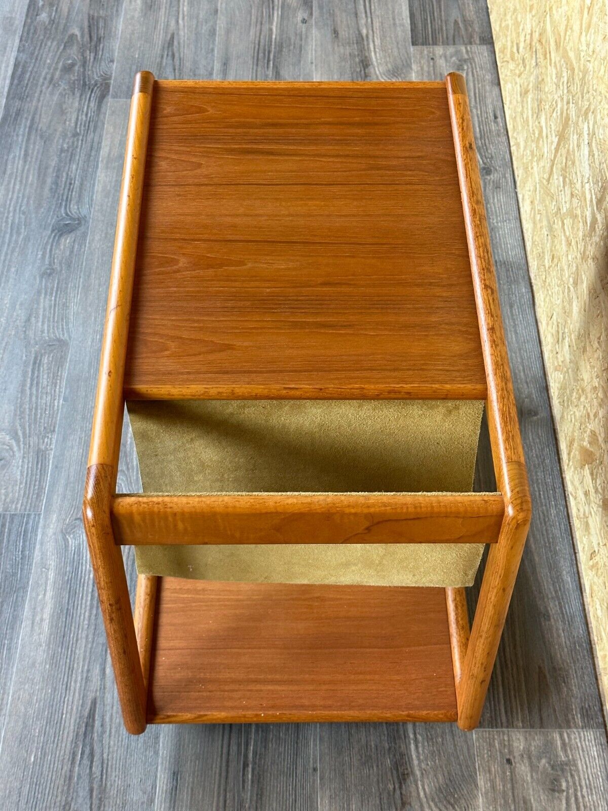 60s 70s teak table side table newspaper stand Danish Design Denmark
