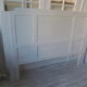 Headboard for a bed of 160 patinated pearl gray waxed finish.