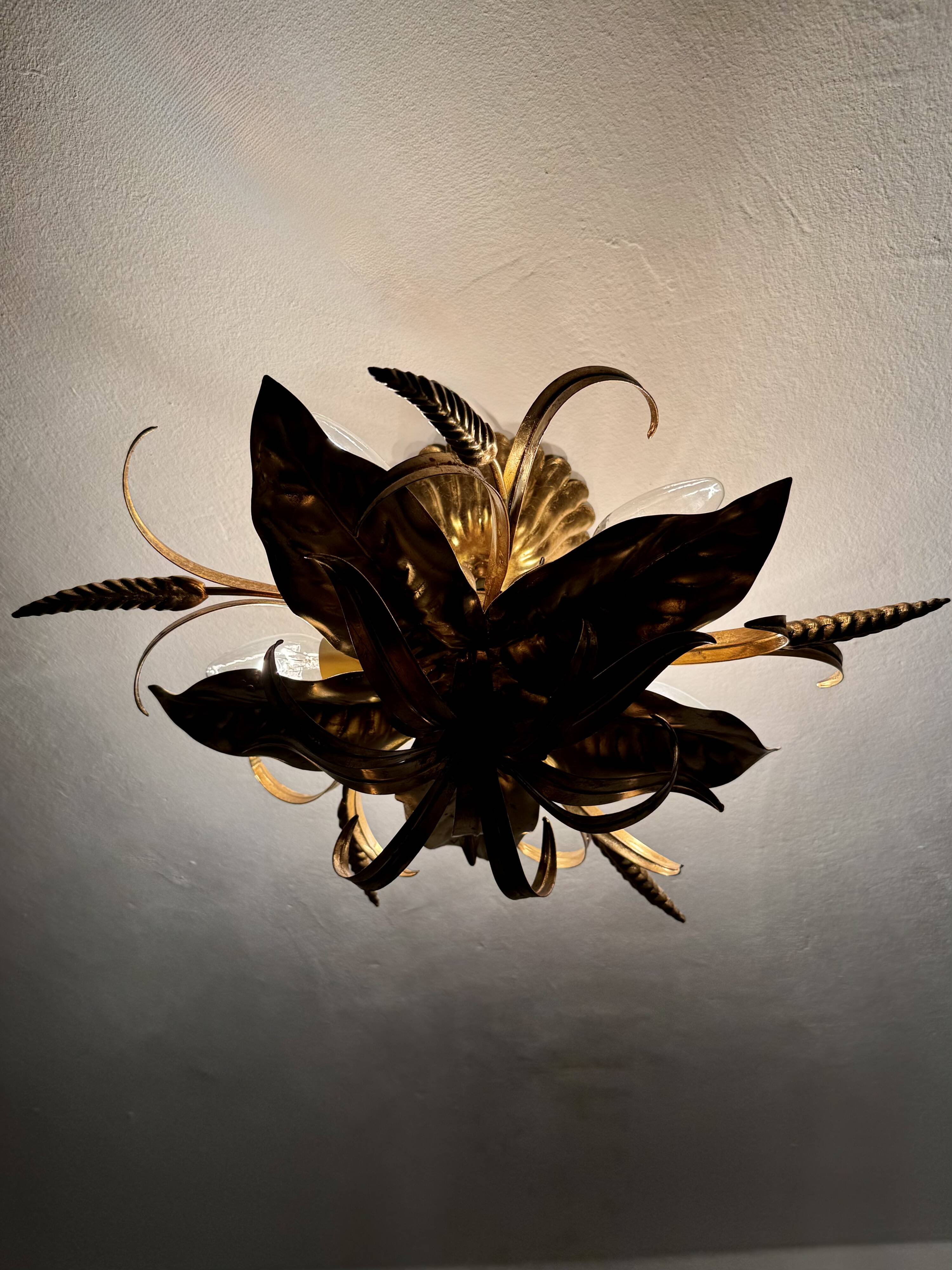 Golden Italian Hollywood Regency Chandelier by Hans Kögl