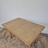Vintage Rattan/Bamboo Dining Table with Compass Legs 1950s