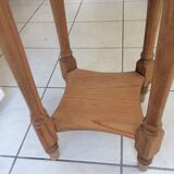 Round guèridon with drawer in light pine, 60s