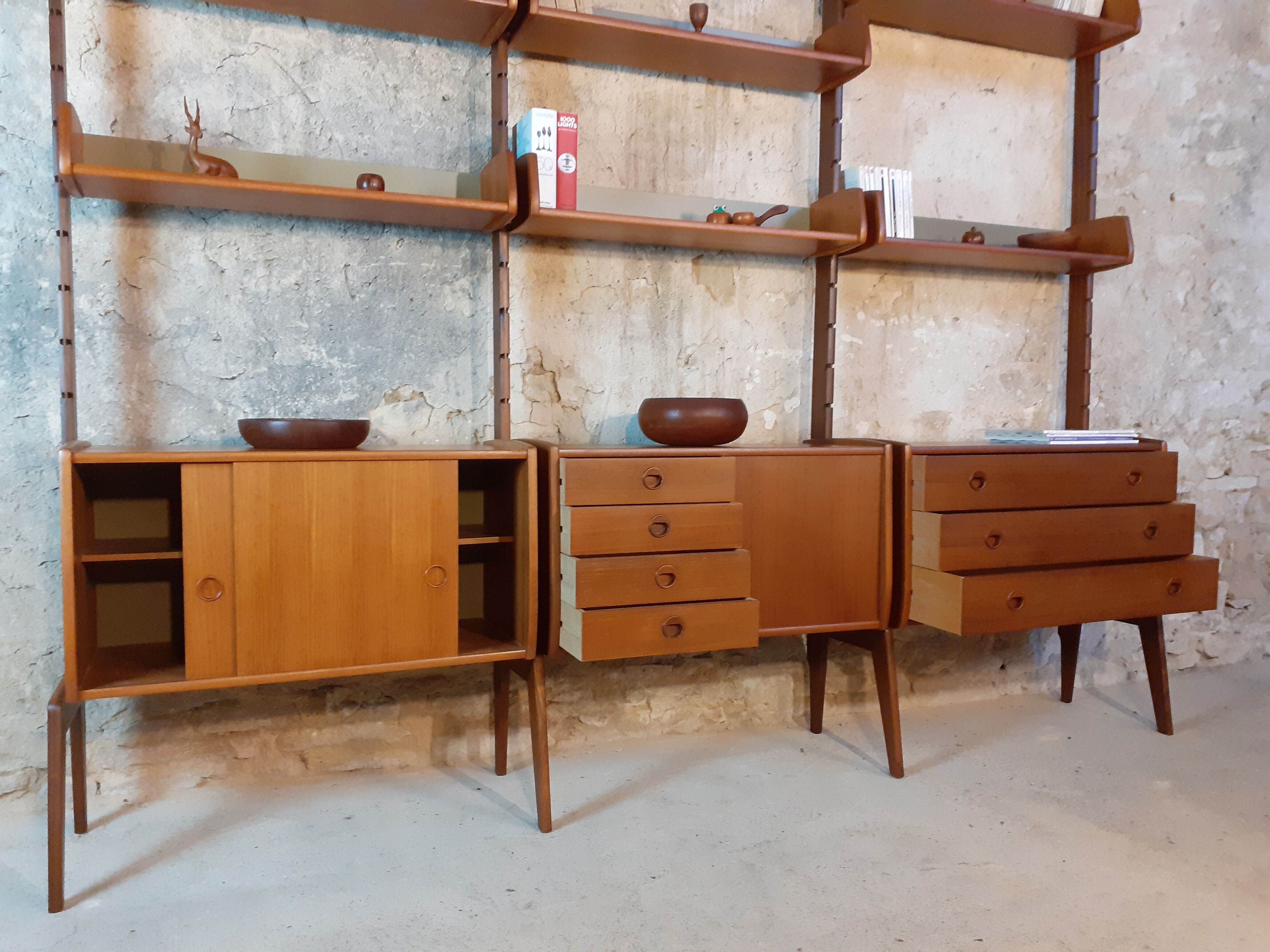 Meuble en teck, 3 modules, modèle Ergo par Blindheim, Norvège 1960