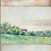 Painting Set of 3 watercolors Normandy Brittany Landscape Marine Ad. Cassagne