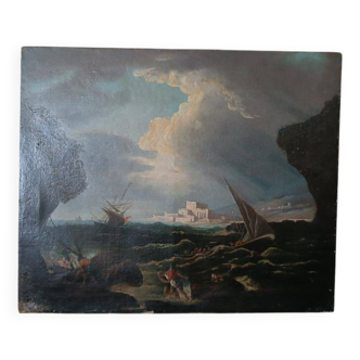 Oil Painting on Canvas Late 17th Century - Flemish School - Ships