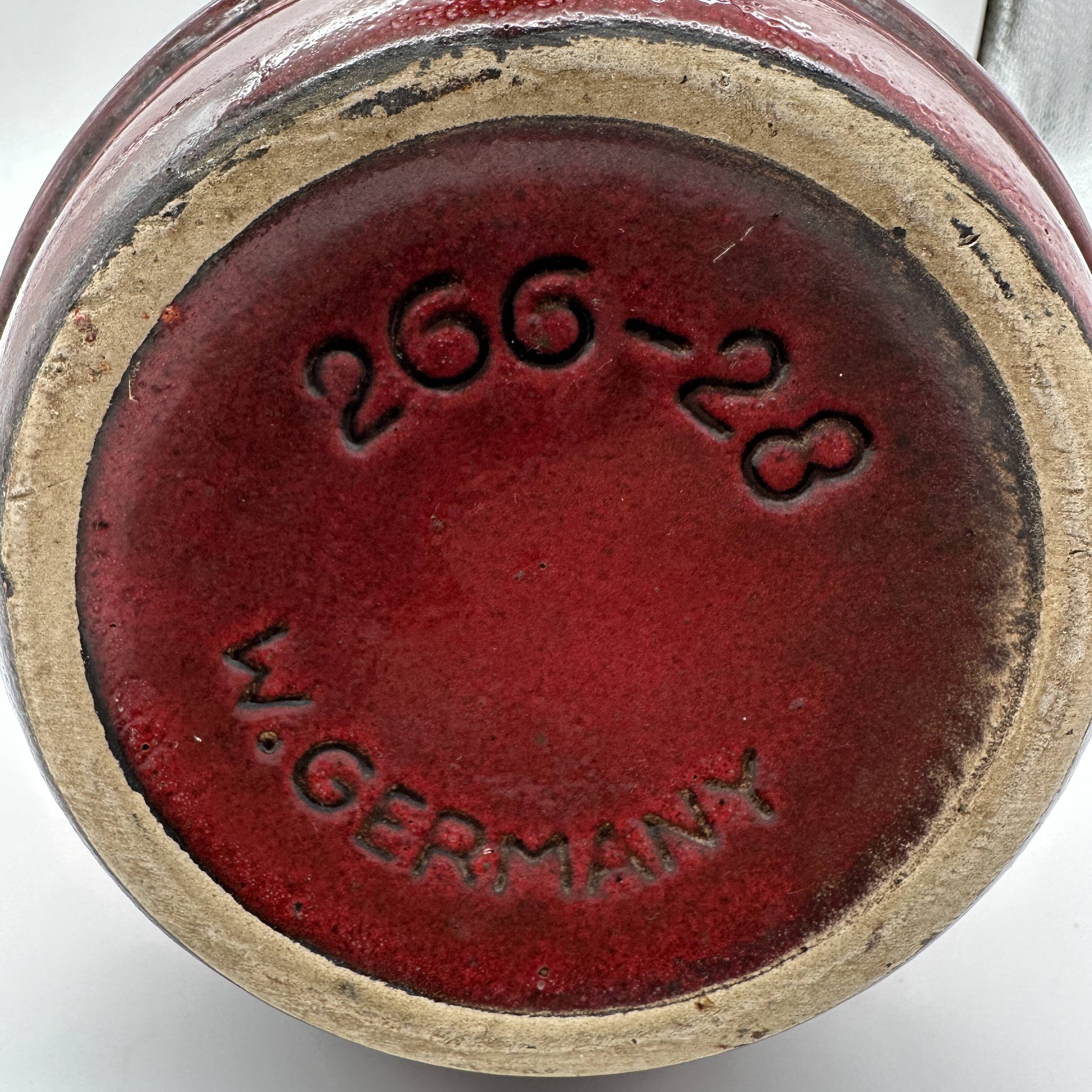 Red vase pagoda ceramic w. germany 266-28/space age vintage, 1970s