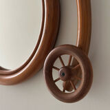 Rare wall mirror bicycle made of bamboo and rattan from the 1960s.