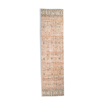 Floral orange vintage rug, 340x85cm