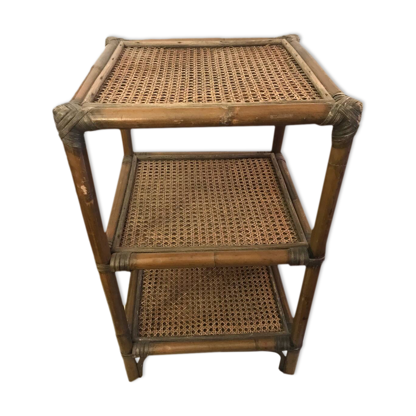 Side table in cane wood and bamboo