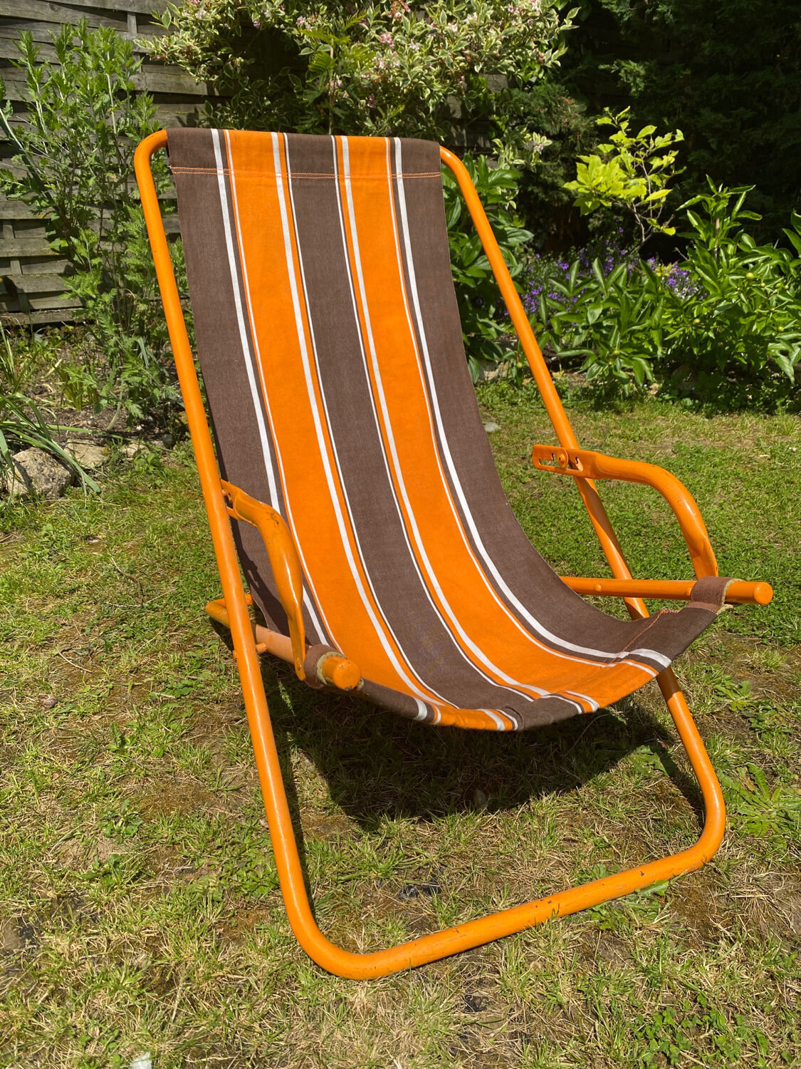 Old orange vintage deckchair