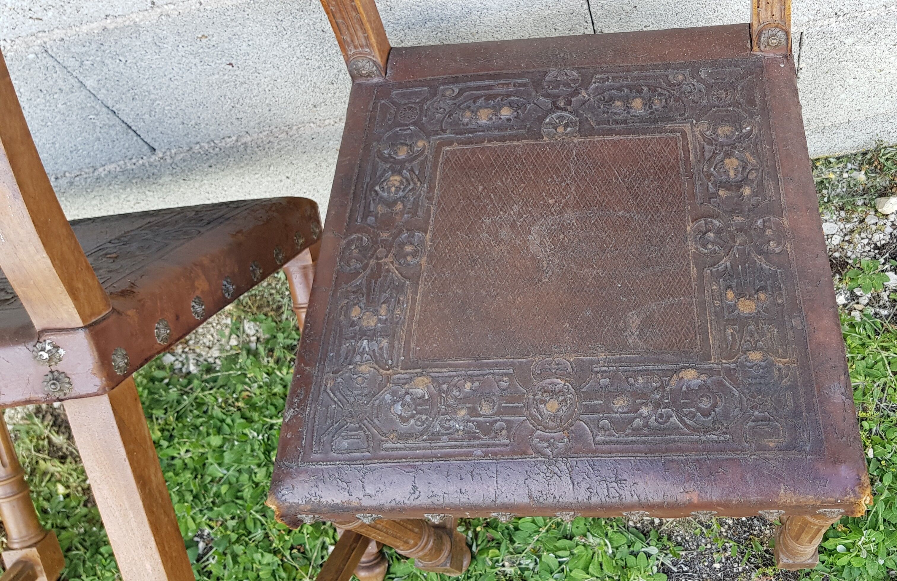 2 seat chairs and leather backrest