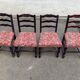4 Henri II chairs in solid wood and floral burgundy fabric from the 19th century.