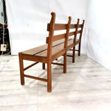 Solid oak brutalist robust bench, Netherlands 1950s