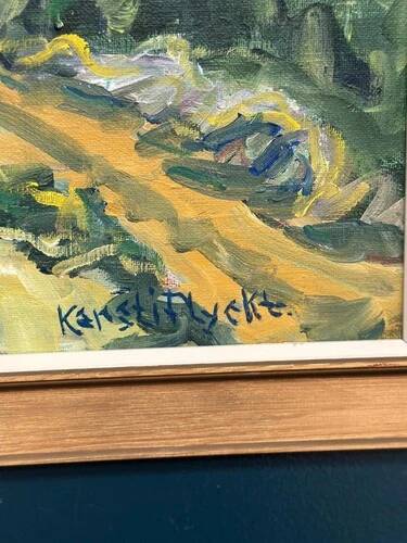 Swedish Oil on Canvas "Landskap" by Kersti Flyckt, Vintage & Framed 59×43cm