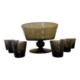 Blown and bubbled glass service from Biot