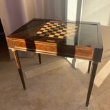 GAMES TABLE Louis XVI late nineteenth, in inlaid checkered rosewood and backgammon