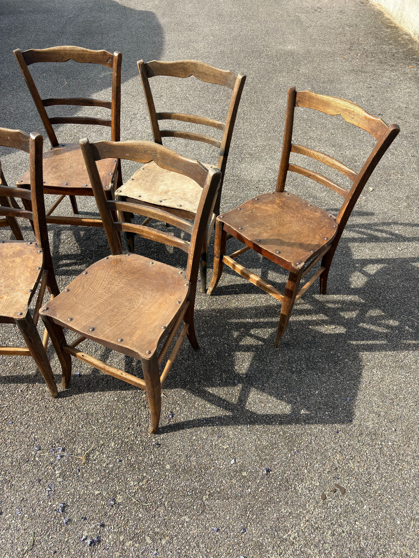 Studded bistro chairs with patterns