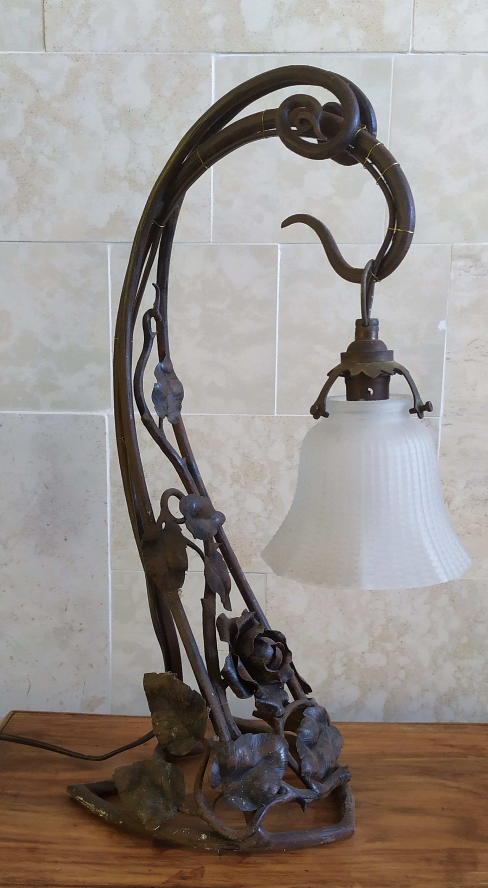 Art Nouveau wrought iron lamp