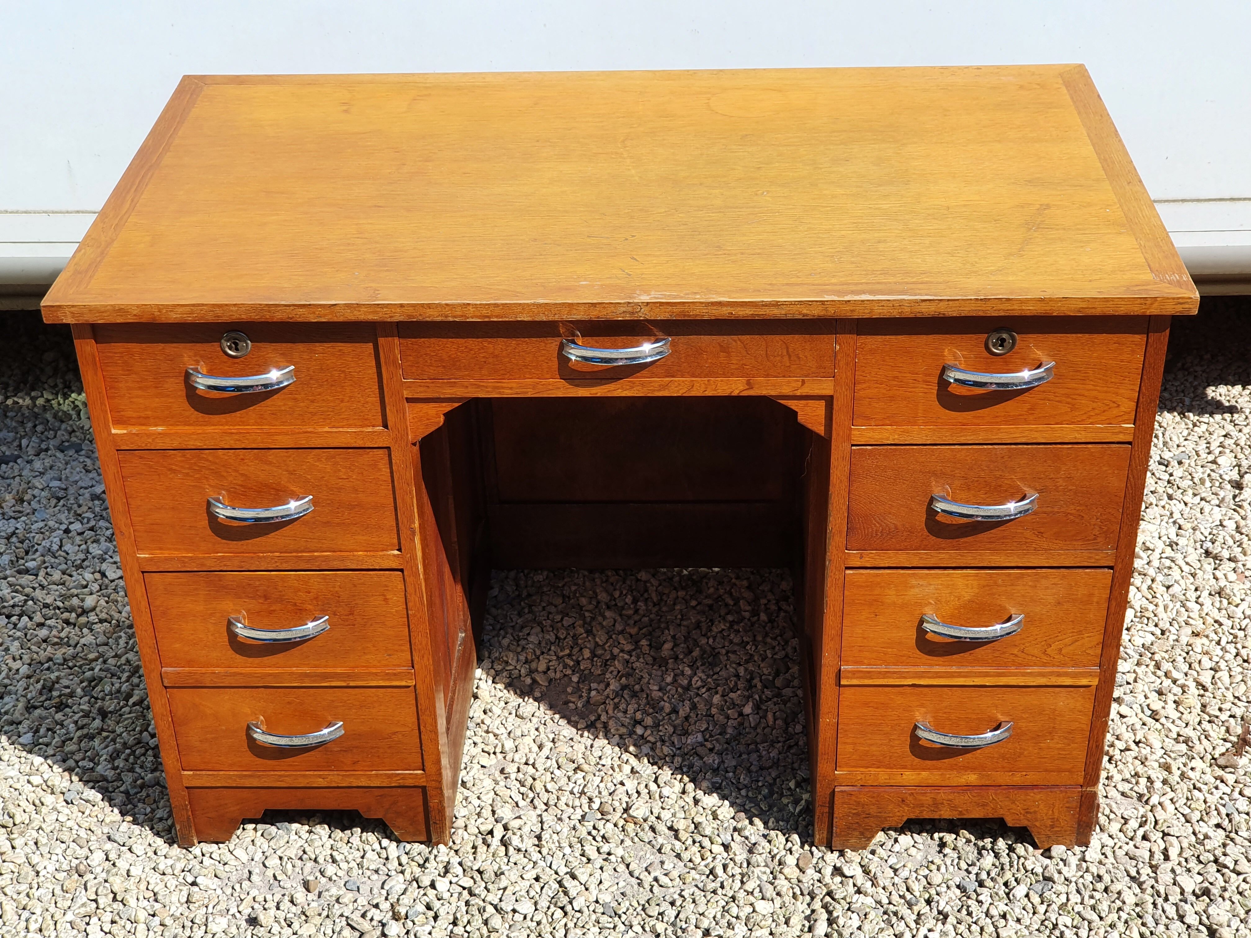 Vintage desk with double oak boxes