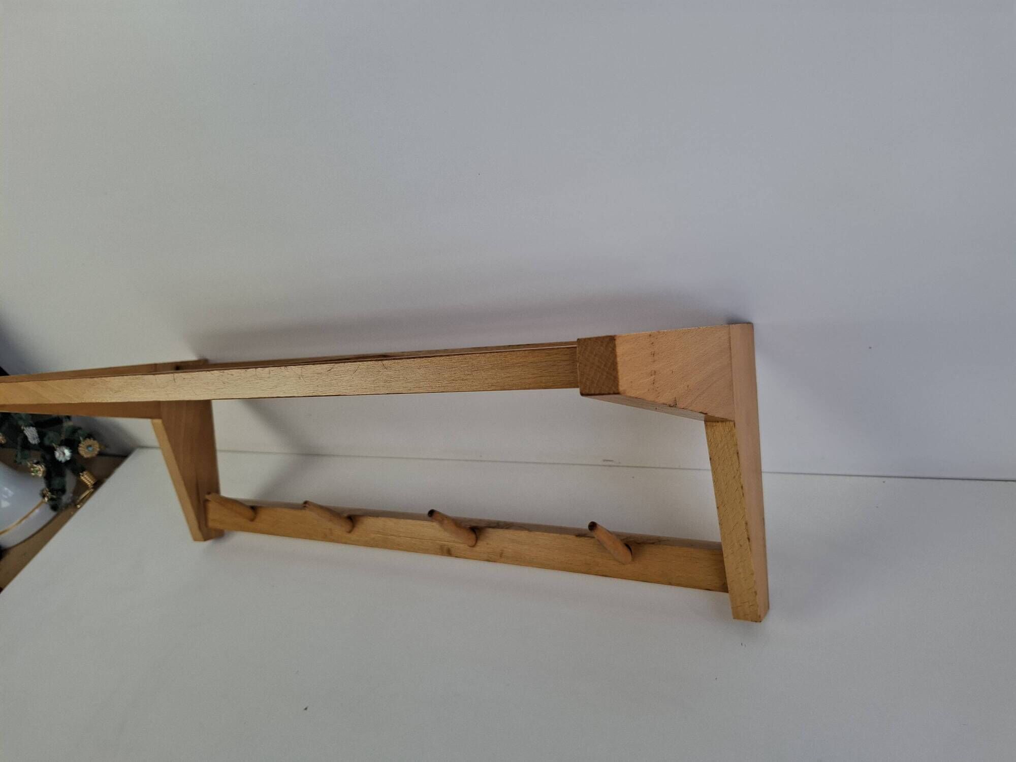 ULUV Czechoslovakian Mid-Century Wooden Wall Coat Rack, circa 1970