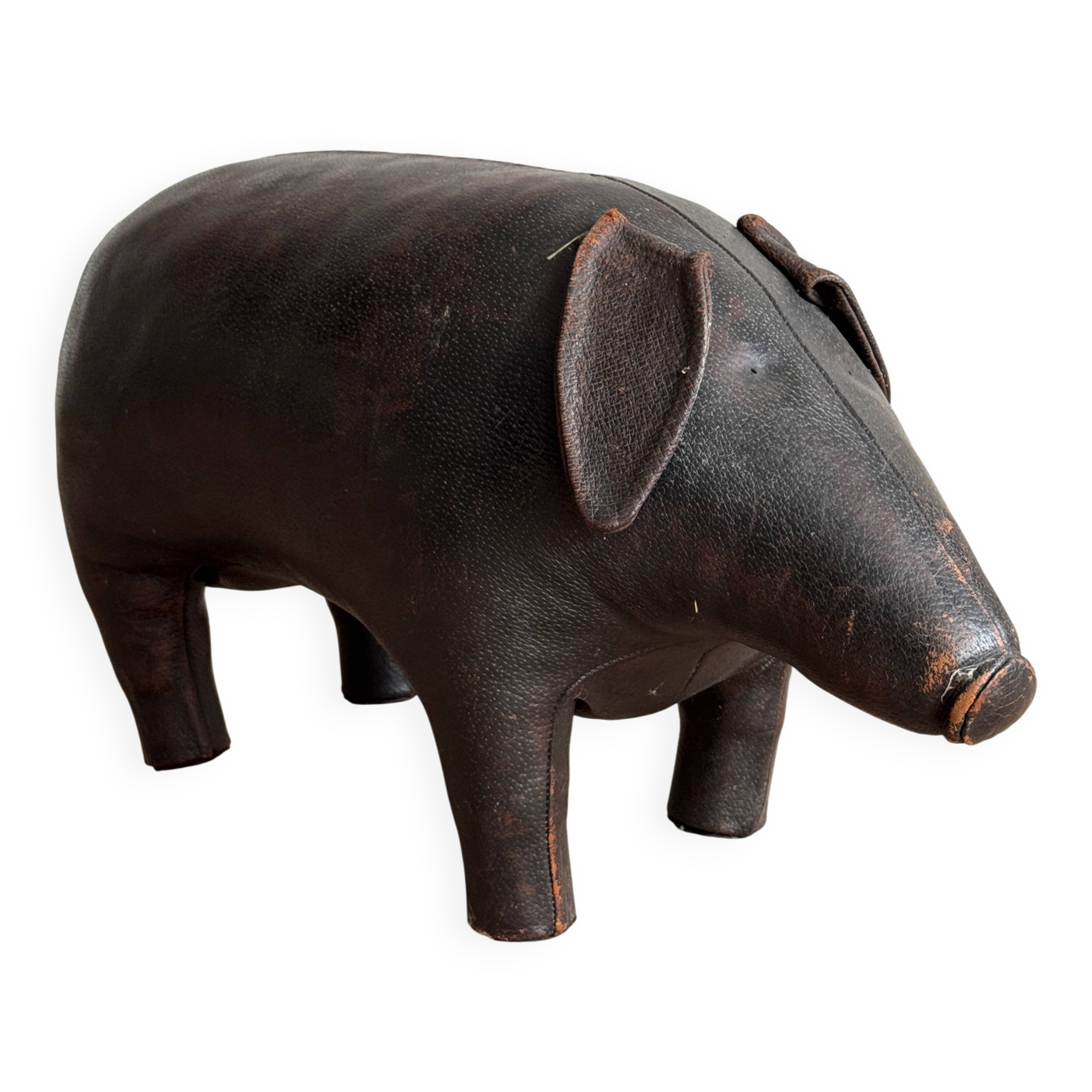Leather Pig Footstool Ottoman by Dimitri Omersa, UK 1960s