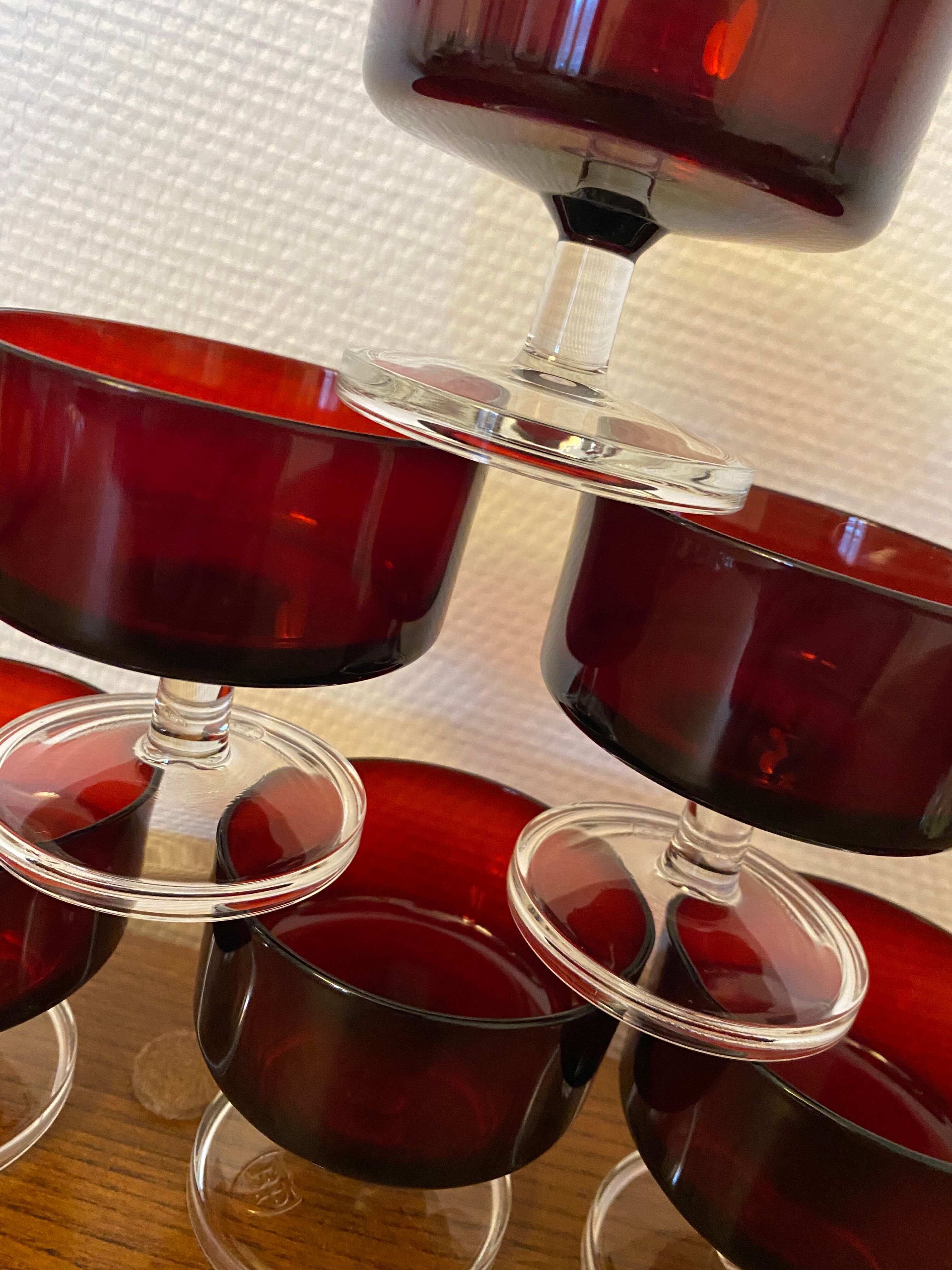 Set of 6 champagne glasses Sweden Ruby