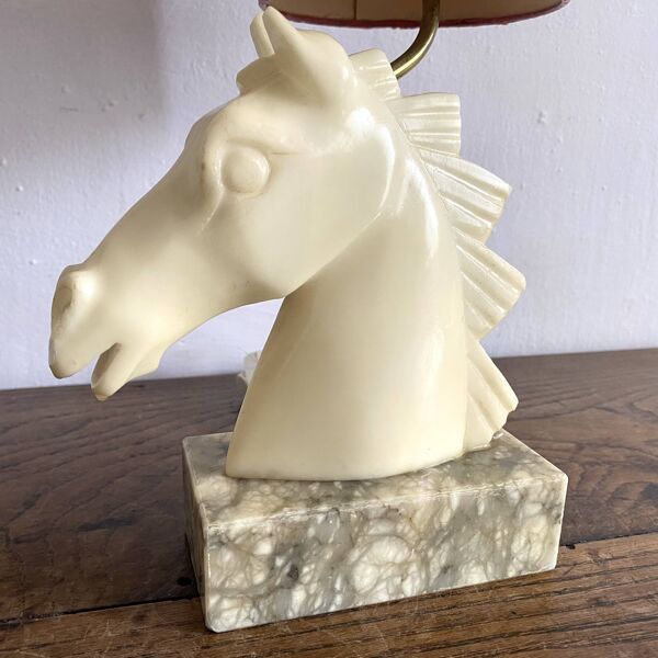 Lampe tête de cheval en albâtre , Italy