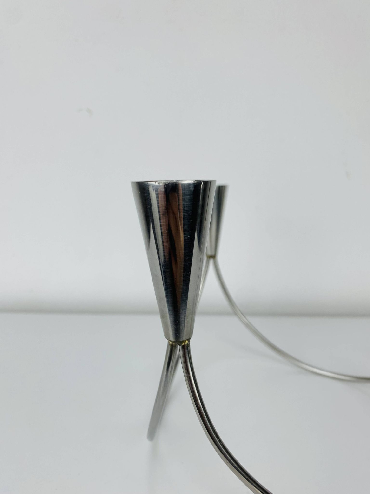 Bougeoir inox triple, vintage