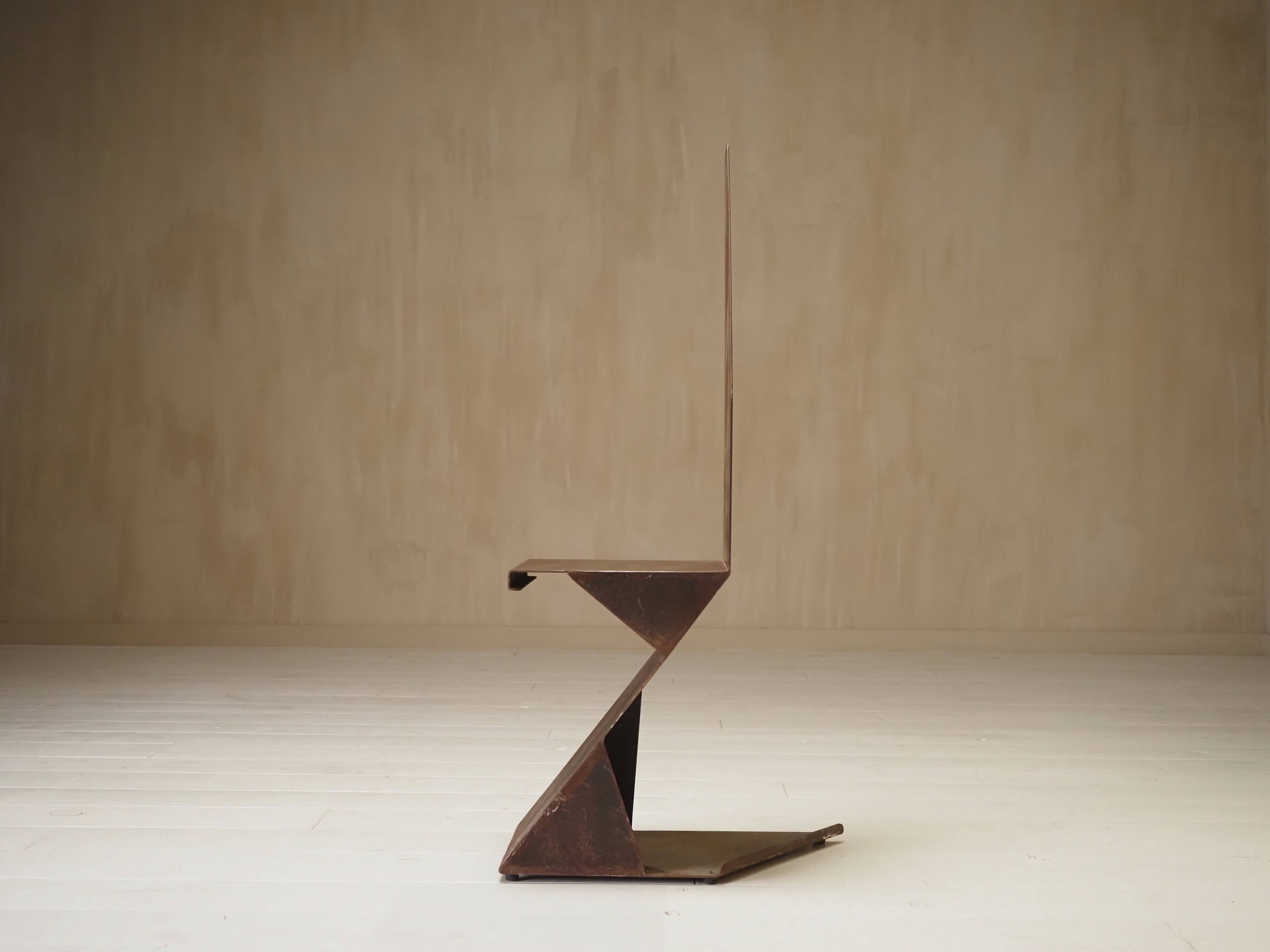 Postmodern sculptural chair in steel, Germany, 1980s