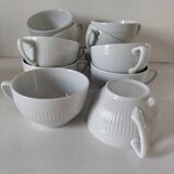 12 White Porcelain Cups