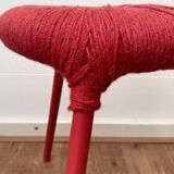 Ikea Red Metal and Wool Three pod Stool, Model Eskilstuna, 1990s