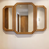 Miroir triptyque  en bois et en osier 116x86cm