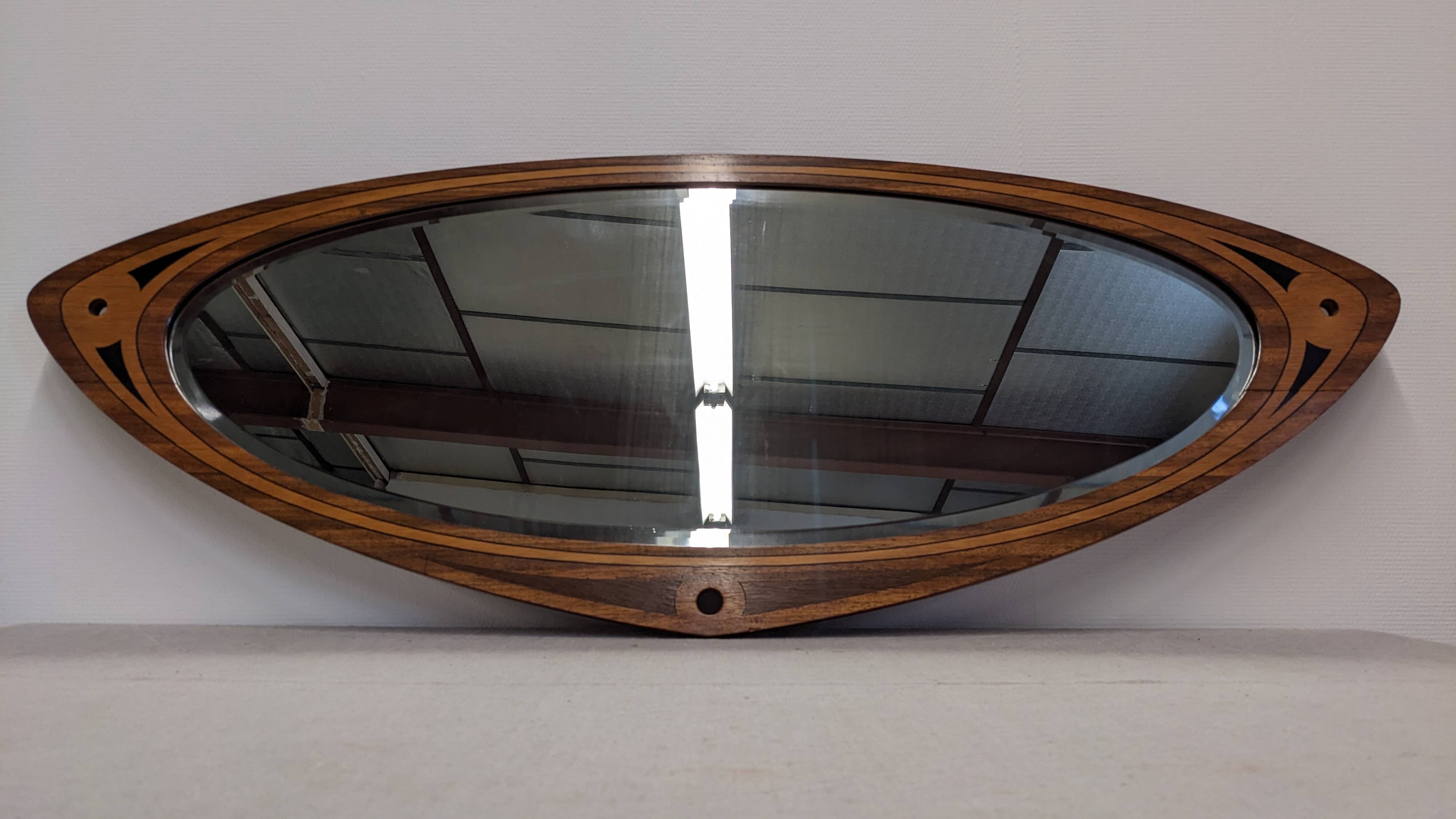Miroir Art déco XL en marqueterie de bois