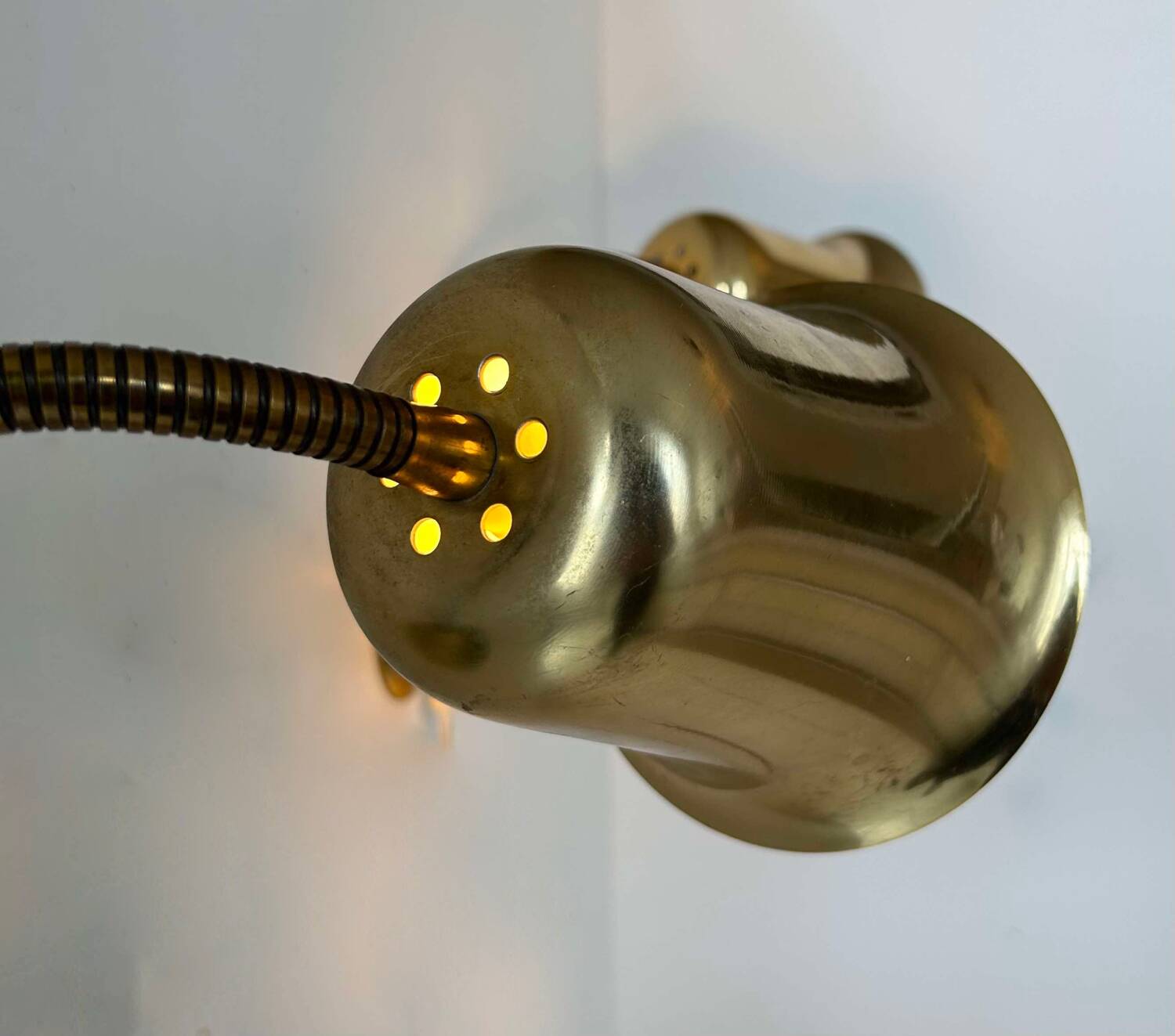 Pair of vintage adjustable wall lights, solid brass, Sweden 1960