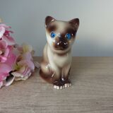 Vintage Siamese Brown Kitten Figurine with Blue Eyes Ceramic Elpa Alcobaca