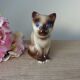 Vintage Figurine de Chaton Marron Siamois aux Yeux Bleus en Céramique Elpa Alcobaca