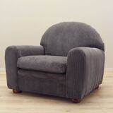 Grey velour armchair, Italian design, 1980s, production: Italy