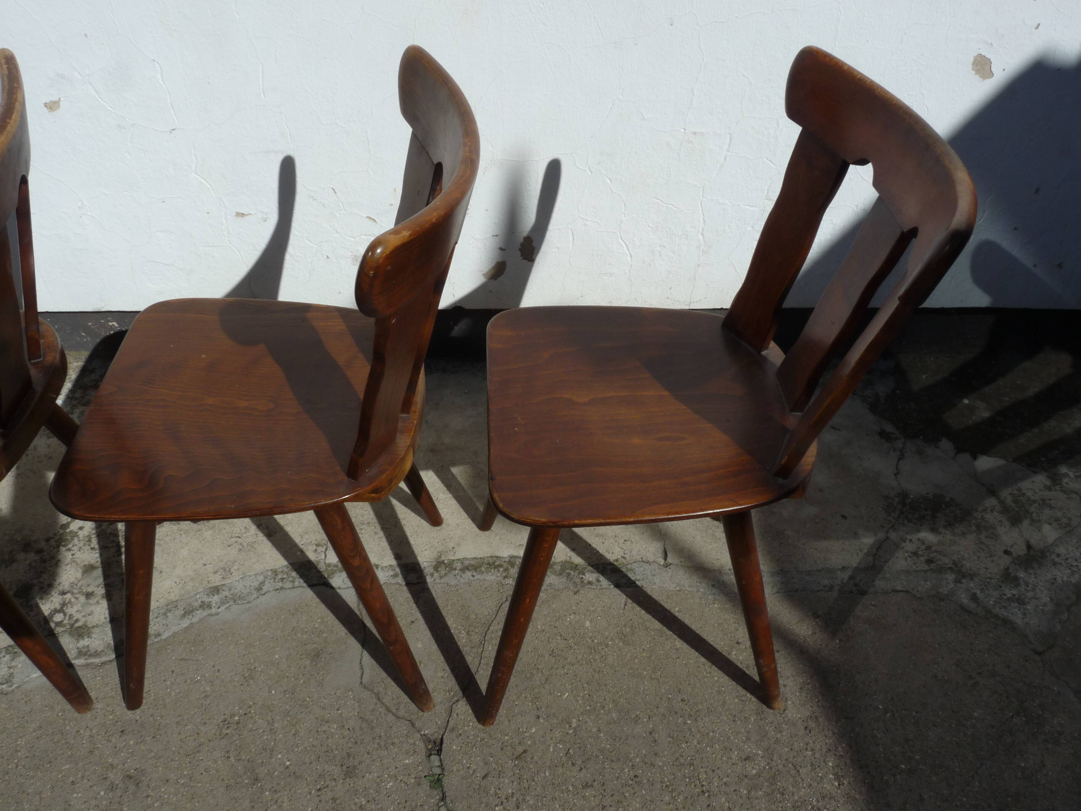 Lot of 4 wooden bistro chairs - 70s 80s 90s