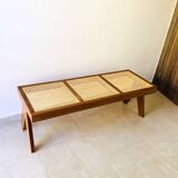 Solid wood and cane bench