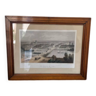 Lithographie encadrée deroy vue générale de tours prise à vol d'oiseau imp lemer