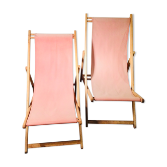 Lot de 2 transats chiliennes 70's roses