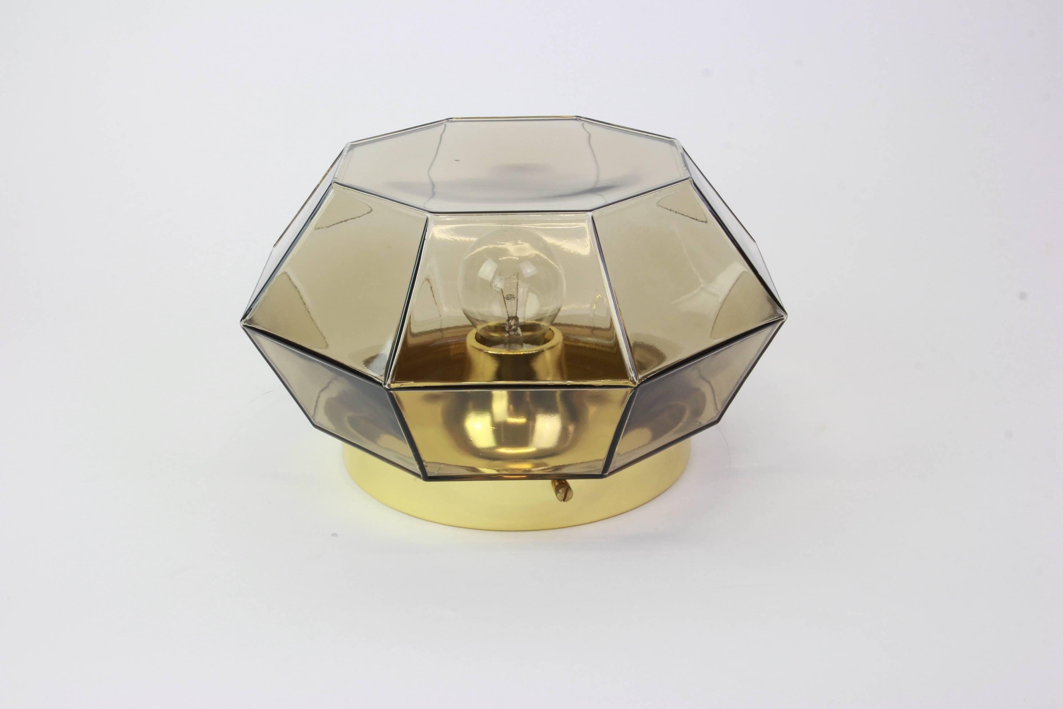 Iron and clear glass ceiling light by Limburg, Germany, 1960s