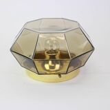 Iron and clear glass ceiling light by Limburg, Germany, 1960s