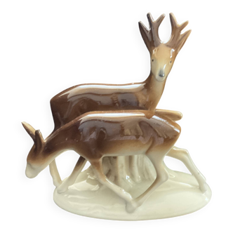 Porcelain figurine of a doe and stag