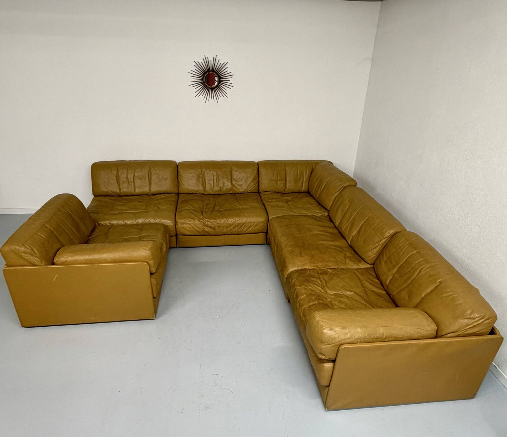 Large modular corner sofa De Sede DS-76, 6 vintage leather modules