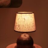 Handcrafted ceramic lamp signed, beige lampshade