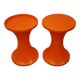 Vintage Side Table and Stool by Henry Massonnet, Orange, 1970s