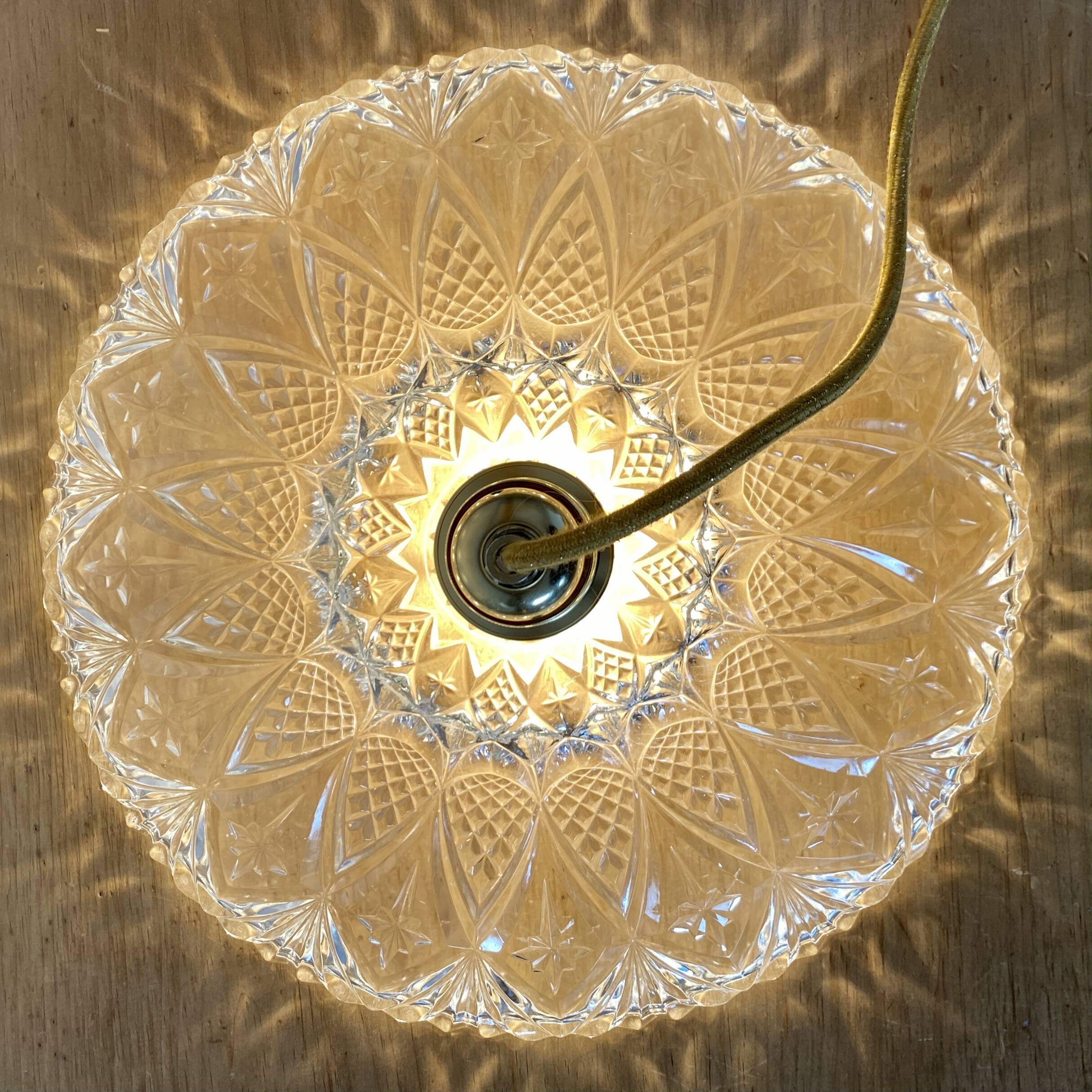 Vintage glass lampshade pendant light - tableware collection -