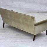 1960s, Danish 3-seater sofa, light green furniture velour.